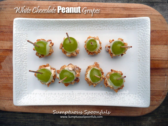 White Chocolate Peanut Grapes ~ Sumptuous Spoonfuls #easy #party #food #recipe