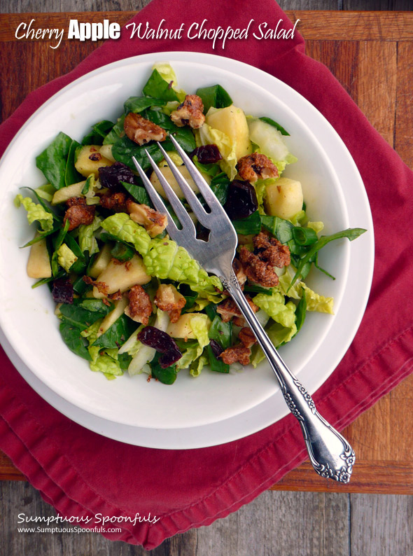 Cherry Apple Walnut Chopped Salad ~ Sumptuous Spoonfuls #light #winter #salad #recipe
