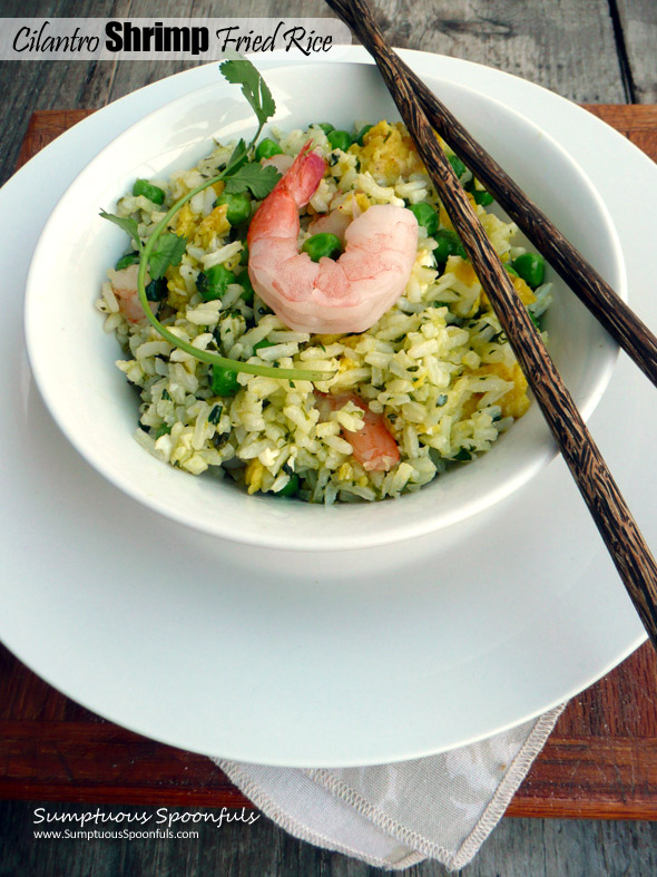 Cilantro Shrimp Fried Rice ~ Sumptuous Spoonfuls #quick #healthy #fusion #dinner #recipe