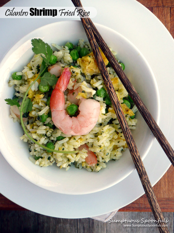 Cilantro Shrimp Fried Rice ~ Sumptuous Spoonfuls #quick #healthy #fusion #dinner #recipe