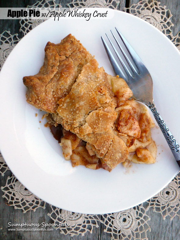 Apple Pie with Apple Whiskey Crust ~ Sumptuous Spoonfuls #PiDay #apple #pie #recipe #flakycrust