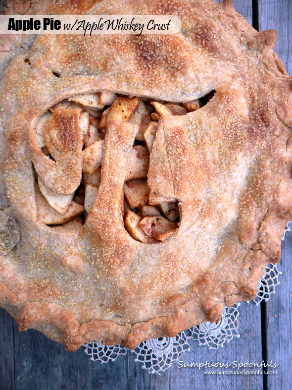 Apple Pie with Apple Whiskey Crust ~ Sumptuous Spoonfuls #PiDay #apple #pie #recipe #flakycrust