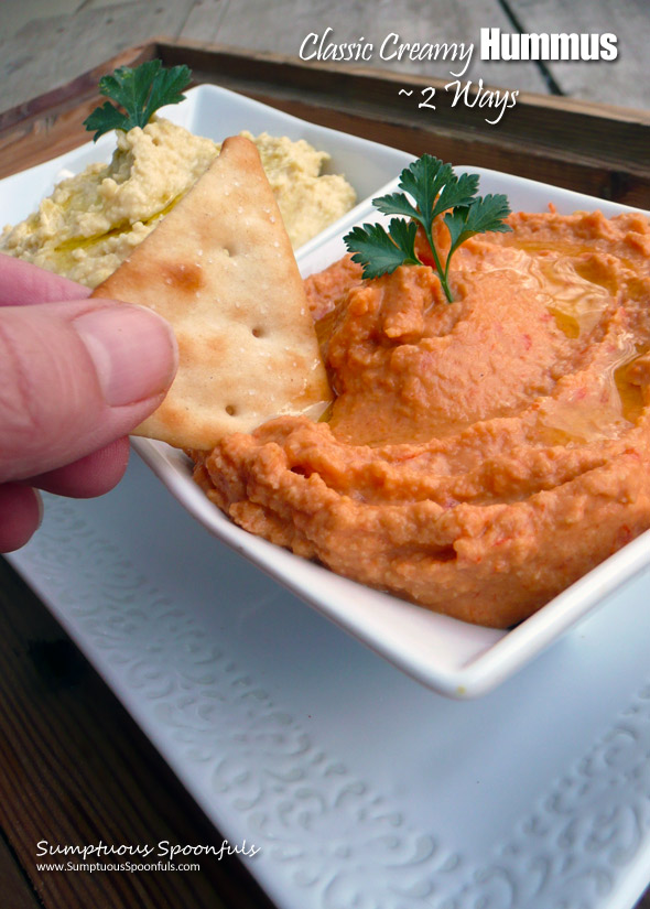 Classic Creamy Hummus ~ 2 Ways Sumptuous Spoonfuls #easy #delicious #hummus #recipe #pickyourflavor