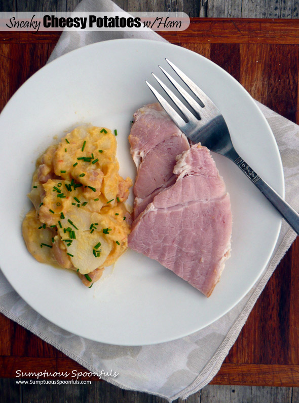 Sneaky Cheesy Potatoes with Ham ~ Sumptuous Spoonfuls #hiddenveggies #recipe