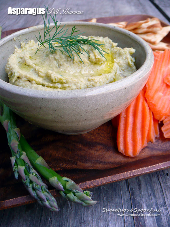 Asparagus Dill Hummus Recipe ~ Sumptuous Spoonfuls #easy #healthy #asparagus #hummus #recipe