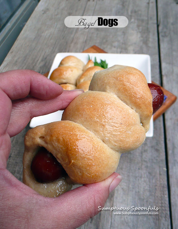 Bagel Dogs ~ Sumptuous Spoonfuls #homemade #breadmachine #bageldogs