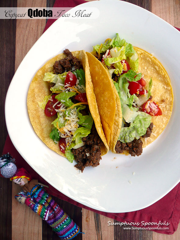 Copycat Qdoba Taco Meat ~ Sumptuous Spoonfuls #quick #easy #Qdoba #seasoned #groundbeef #recipe