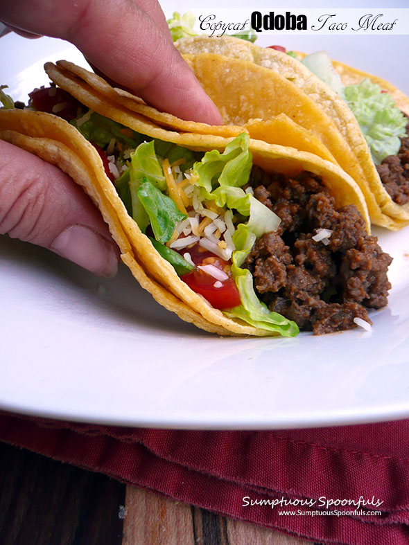 Copycat Qdoba Taco Meat ~ Sumptuous Spoonfuls #quick #easy #Qdoba #seasoned #groundbeef #recipe