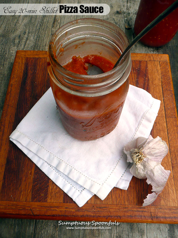 Easy 20-Minute Skillet Pizza Sauce ~ Sumptuous Spoonfuls #quick #homemade #tomato #sauce #recipe