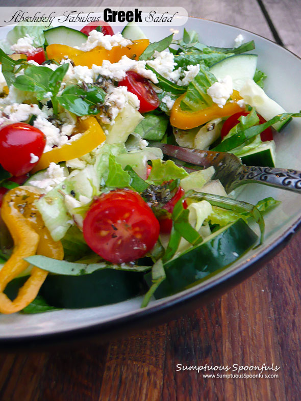 Absolutely Fabulous Greek Salad ~ Sumptuous Spoonfuls #easy #delightful #Greek #salad #recipe