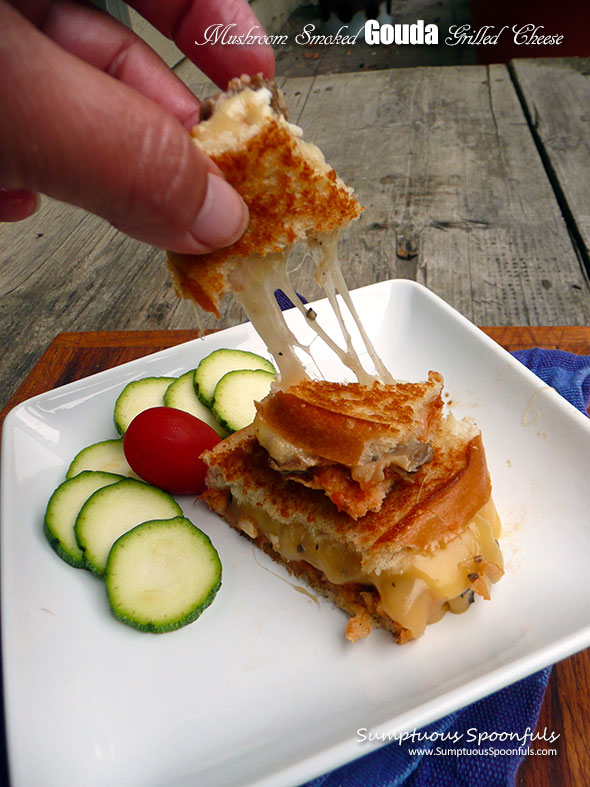 Mushroom Smoked Gouda Grilled Cheese Sandwich ~ Sumptuous Spoonfuls #easy #delicious #lunch #recipe