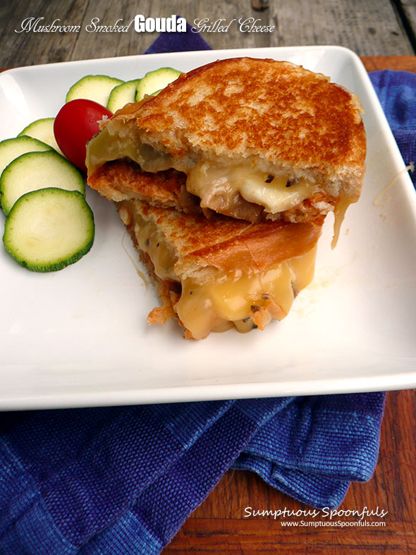 Mushroom Smoked Gouda Grilled Cheese Sandwich ~ Sumptuous Spoonfuls #easy #delicious #lunch #recipe