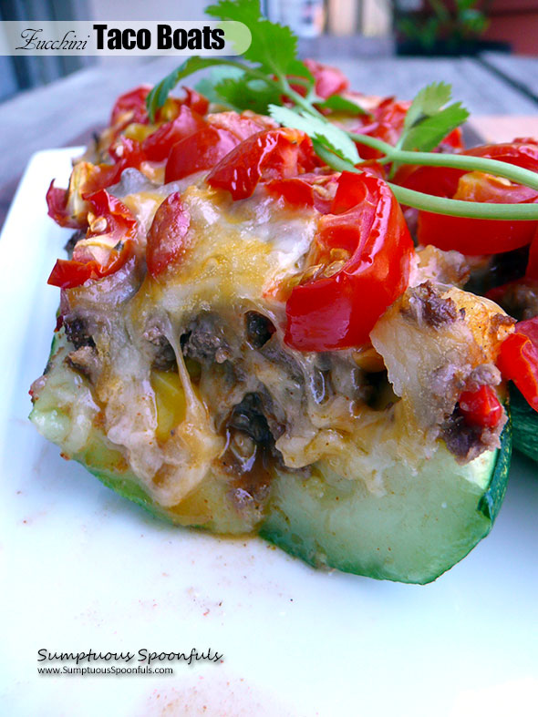 Zucchini Taco Boats ~ Sumptuous Spoonfuls #healthy #Mexican #food #recipe #recipe