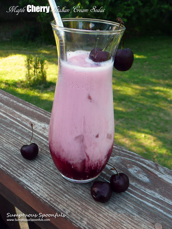 Maple Cherry Italian Cream Sodas ~ Sumptuous Spoonfuls #summer #drink #recipe