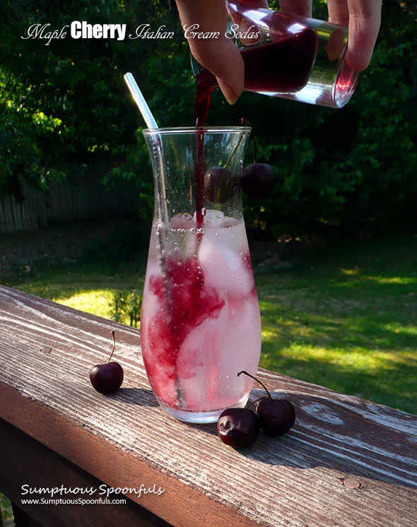 Maple Cherry Italian Cream Sodas ~ Sumptuous Spoonfuls #summer #drink #recipe