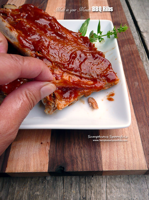 Melt In Your Mouth Baked BBQ Ribs ~ Sumptuous Spoonfuls #easy #pork #ribs #recipe