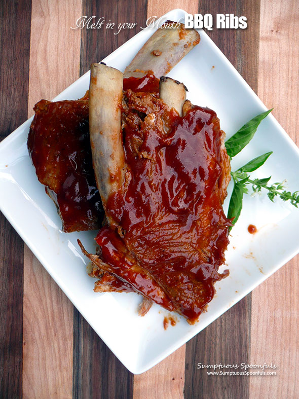 Melt In Your Mouth Baked BBQ Ribs ~ Sumptuous Spoonfuls #easy #pork #ribs #recipe