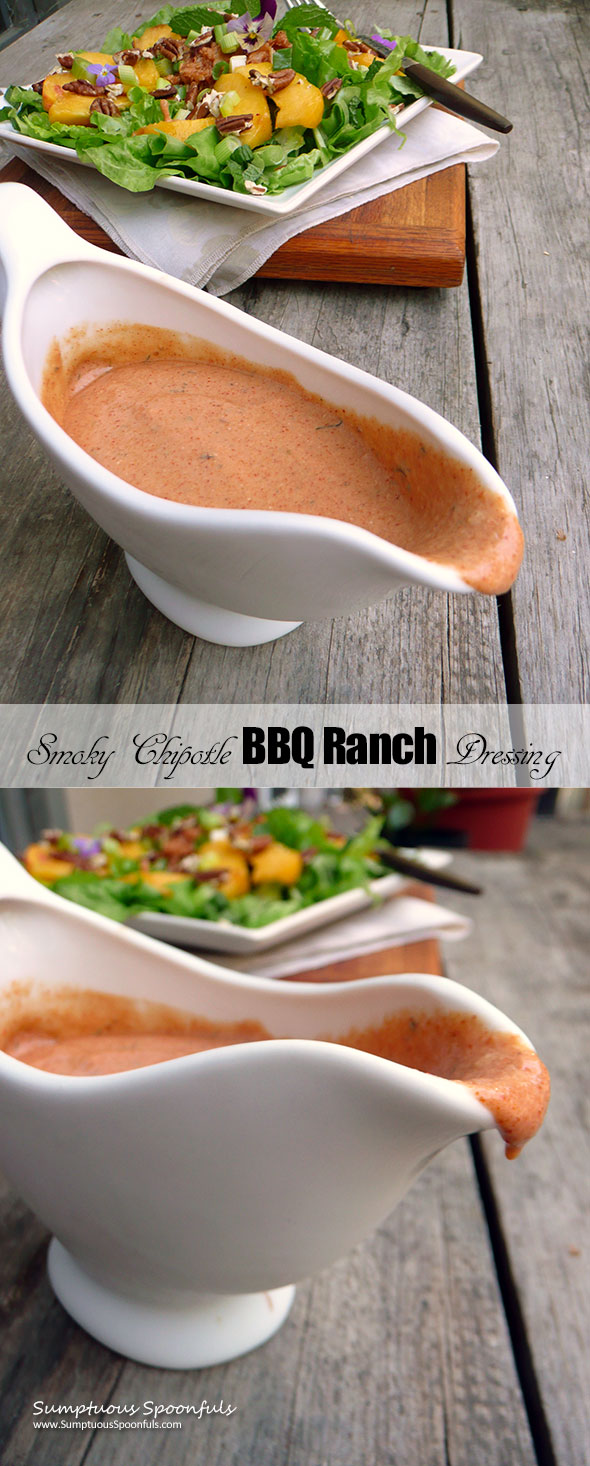 Smoky Chipotle BBQ Ranch Dressing ~ Sumptuous Spoonfuls #easy #homemade #salad #dressing #recipe