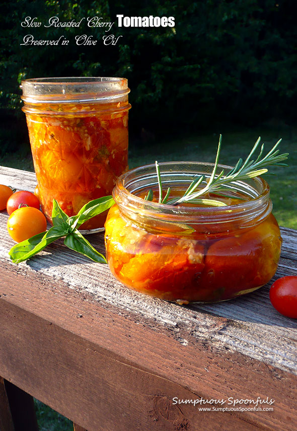 Slow Roasted Cherry Tomatoes Preserved in Olive Oil ~ Sumptuous Spoonfuls #tomato #preservation #recipe