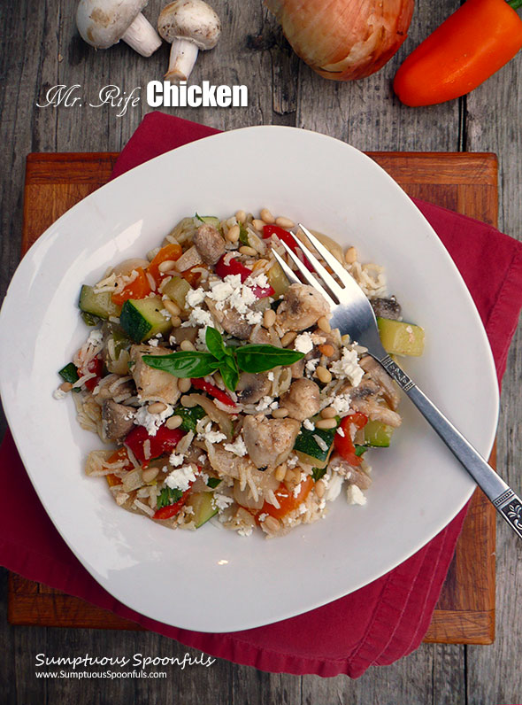 Mr. Rife Chicken ~ Sumptuous Spoonfuls #chicken with #mushrooms #peppers #onion #recipe
