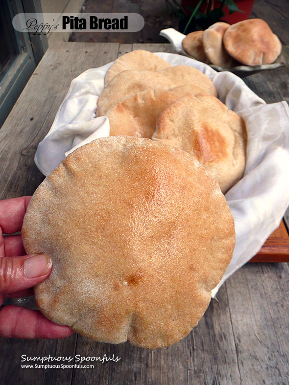 Peppy's Pita Bread ~ Sumptuous Spoonfuls #Pita #Bread #Recipe #Breadmachine