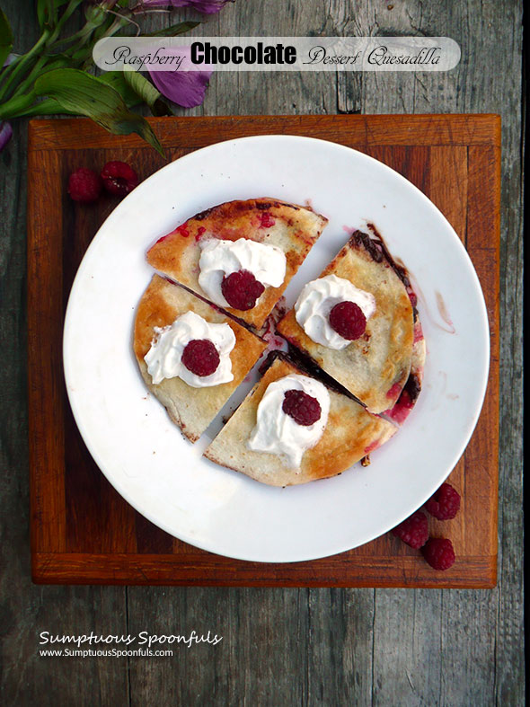 Raspberry Chocolate Dessert Quesadilla ~ Sumptuous Spoonfuls #Choctoberfest #easy #raspberry #chocolate #dessert #recipe