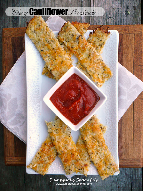 Cheesy Cauliflower Breadsticks & Natural Pregnancy Cookbook Review/Giveaway ~ Sumptuous Spoonfuls #cauliflower #breadsticks #recipe #giveaway