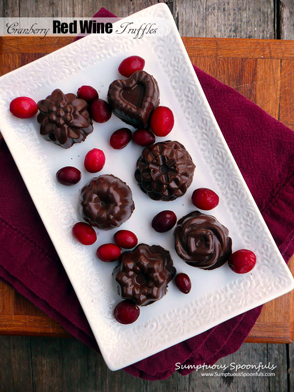 Cranberry Red Wine Truffles ~ Sumptuous Spoonfuls #holiday #chocolate #treat #recipe
