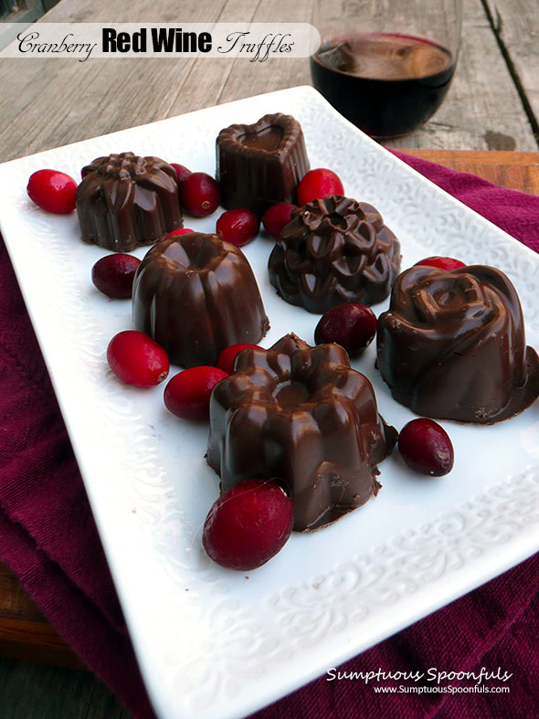 Cranberry Red Wine Truffles ~ Sumptuous Spoonfuls #holiday #chocolate #treat #recipe