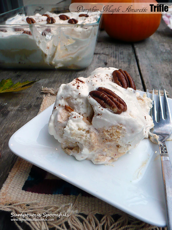 Pumpkin Maple Amaretto Trifle ~ Sumptuous Spoonfuls #easy #pumpkin #dessert #recipe