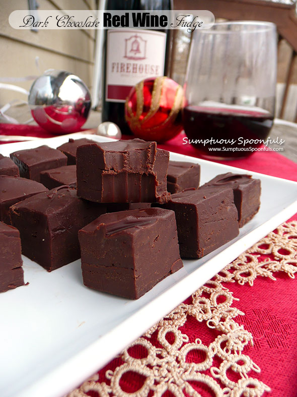 Dark Chocolate Red Wine Fudge ~ Sumptuous Spoonfuls #easy #chocolate #wine #fudge #recipe