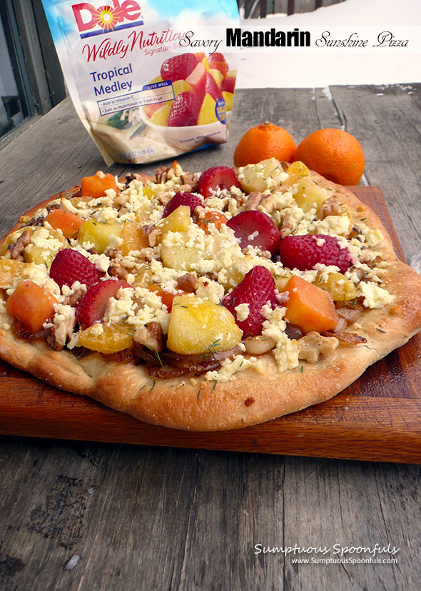 Savory Mandarin Sunshine Pizza ~ Sumptuous Spoonfuls #homemade #pizza #recipe #DoleRose