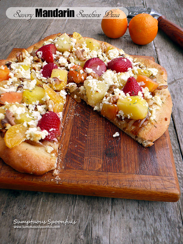 Savory Mandarin Sunshine Pizza ~ Sumptuous Spoonfuls #homemade #pizza #recipe #DoleRose