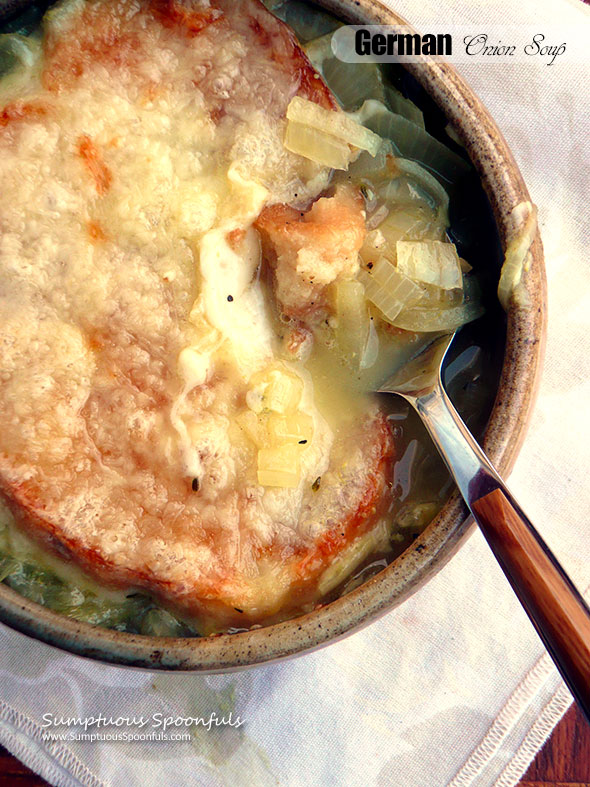 German Onion Soup {Zwiebelsuppe} ~ Sumptuous Spoonfuls #German #onion #soup #recipe