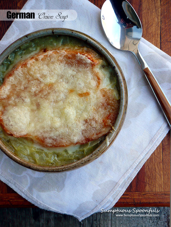 German Onion Soup {Zwiebelsuppe} ~ Sumptuous Spoonfuls #German #onion #soup #recipe