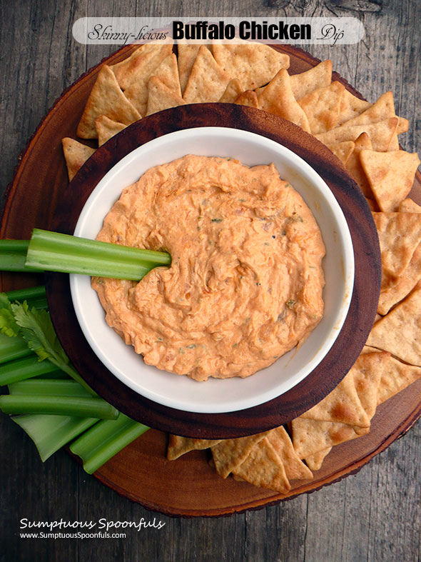 Skinny-licious Buffalo Chicken Dip ~ Sumptuous Spoonfuls #skinny #highprotein #creamy #hot #buffalo #chicken #dip #recipe