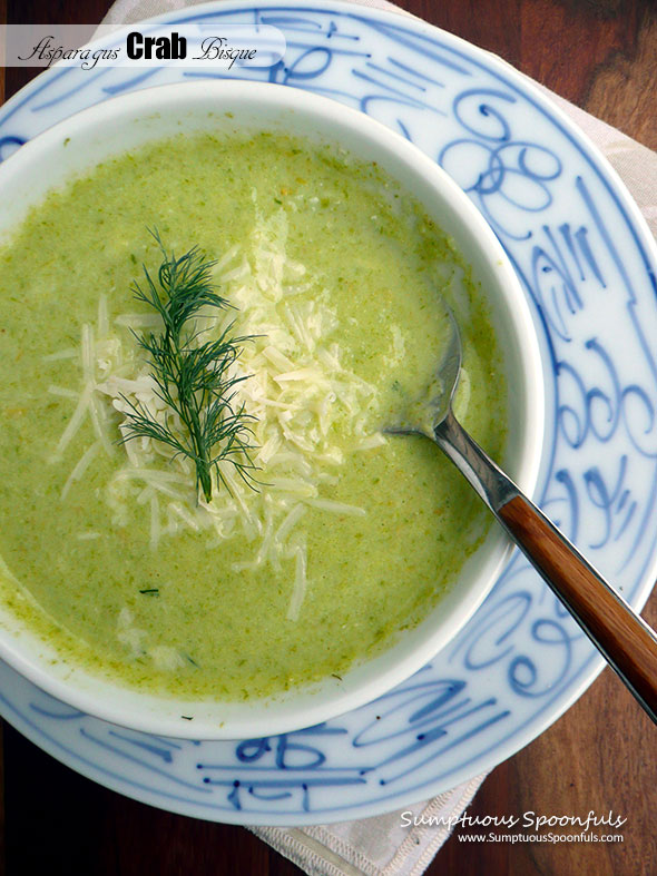 Asparagus Crab Bisque ~ Sumptuous Spoonfuls #easy #healthy #soup #recipe