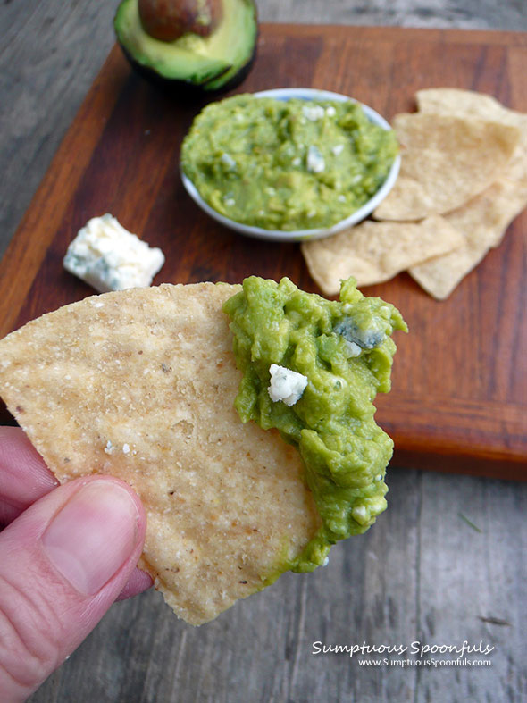 Blue Cheese Guacamole ~ Sumptuous Spoonfuls #easy #Mexican #avocado #guacamole #dip #recipe