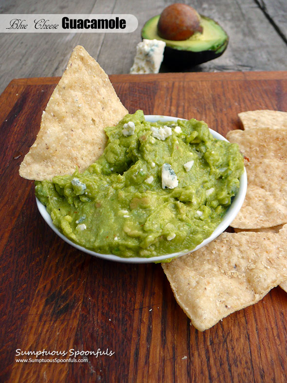 Blue Cheese Guacamole ~ Sumptuous Spoonfuls #easy #Mexican #avocado #guacamole #dip #recipe