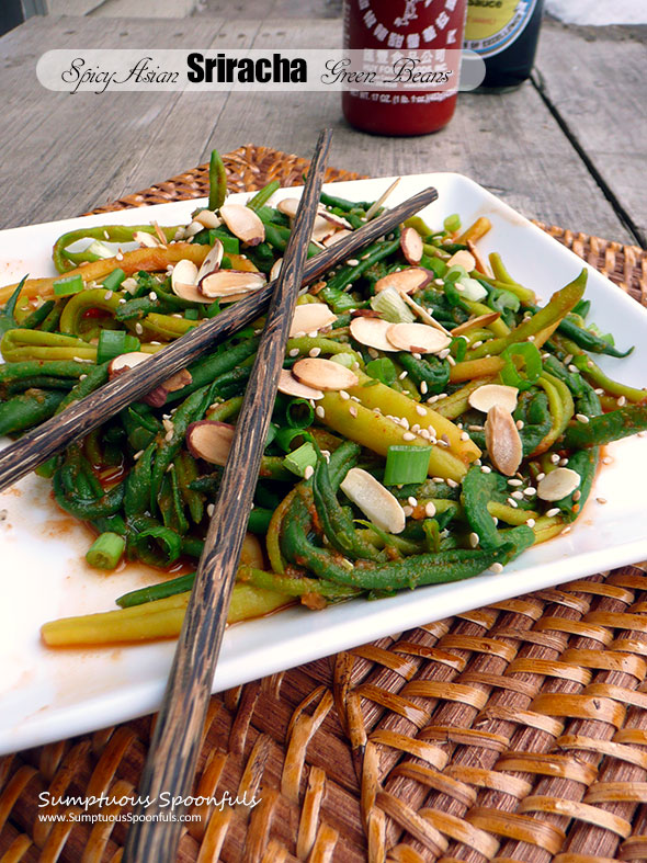 Spicy Asian Sriracha Green Beans ~ Sumptuous Spoonfuls #fiery #healthy #sidedish #recipe