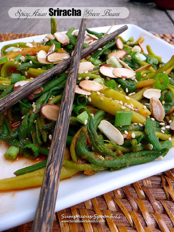 Spicy Asian Sriracha Green Beans ~ Sumptuous Spoonfuls #fiery #healthy #sidedish #recipe