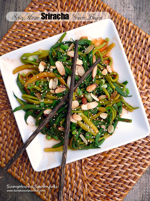 Spicy Asian Sriracha Green Beans ~ Sumptuous Spoonfuls #fiery #healthy #sidedish #recipe