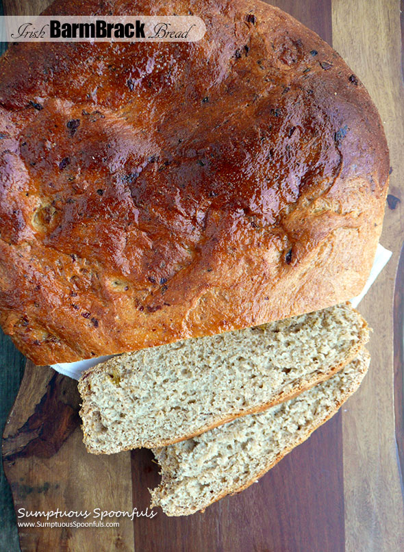 Irish Barmbrack Bread with tea-soaked raisins ~ Sumptuous Spoonfuls #wholewheat #irish #yeast #breadmachine #recipe