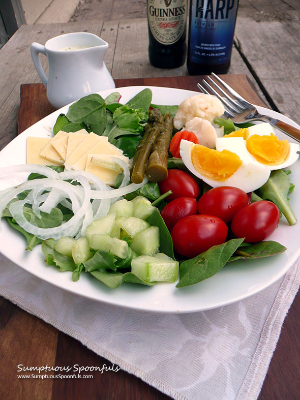 Irish Pub Salad with Creamy Tarragon Dijon Dressing ~ Sumptuous Spoonfuls #easy #Irish #salad #StPatricksDay