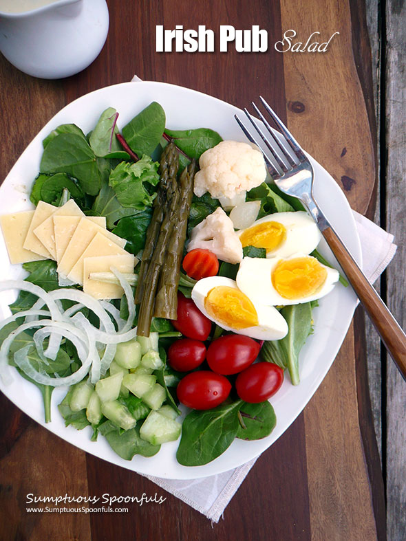 Irish Pub Salad with Creamy Tarragon Dijon Dressing ~ Sumptuous Spoonfuls #easy #Irish #salad #StPatricksDay