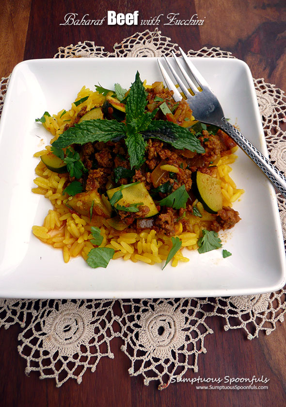 Baharat Beef with Zucchini ~ Sumptuous Spoonfuls #easy #groundbeef #recipe