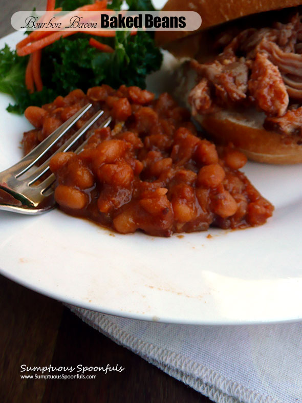 Bacon Bourbon Baked Beans ~ Sumptuous Spoonfuls #decadent #bakedbeans #recipe #glutenfree