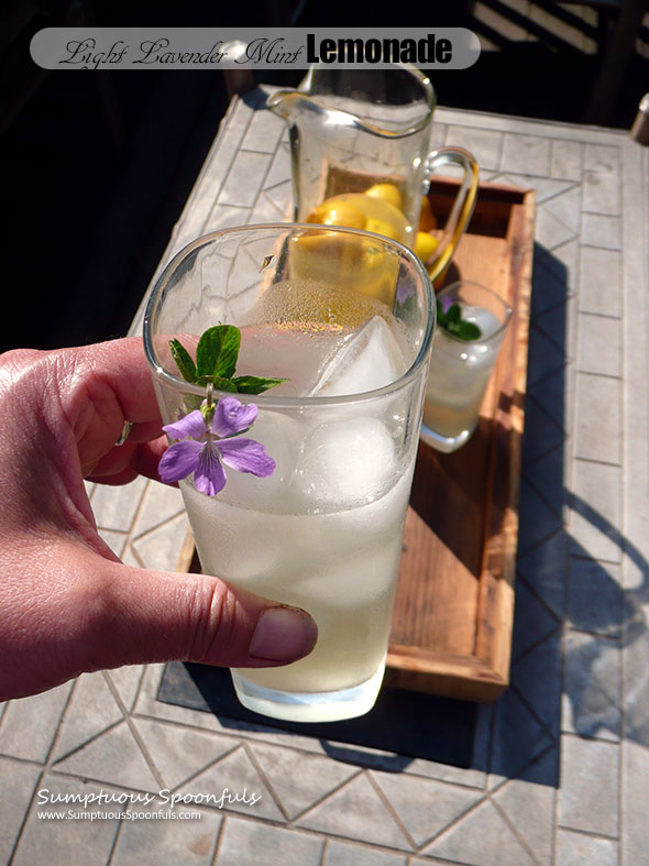 Light Lavender Mint Lemonade ~ Sumptuous Spoonfuls #skinny #refreshing #lemonade #recipe