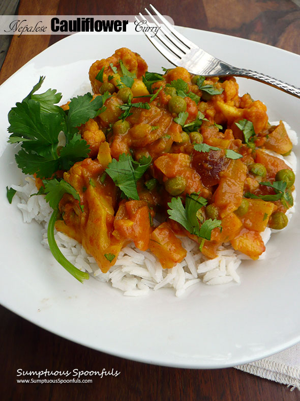 Nepalese Cauliflower Curry {Misayeko Tarkari} ~ Sumptuous Spoonfuls #Nepal #Cauliflower #Vegetarian #Curry #recipe