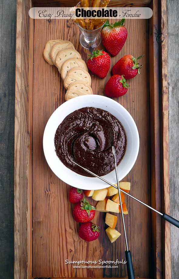 Easy Peasy Chocolate Fondue ~ Sumptuous Spoonfuls #5minute #chocolate #fondue #recipe